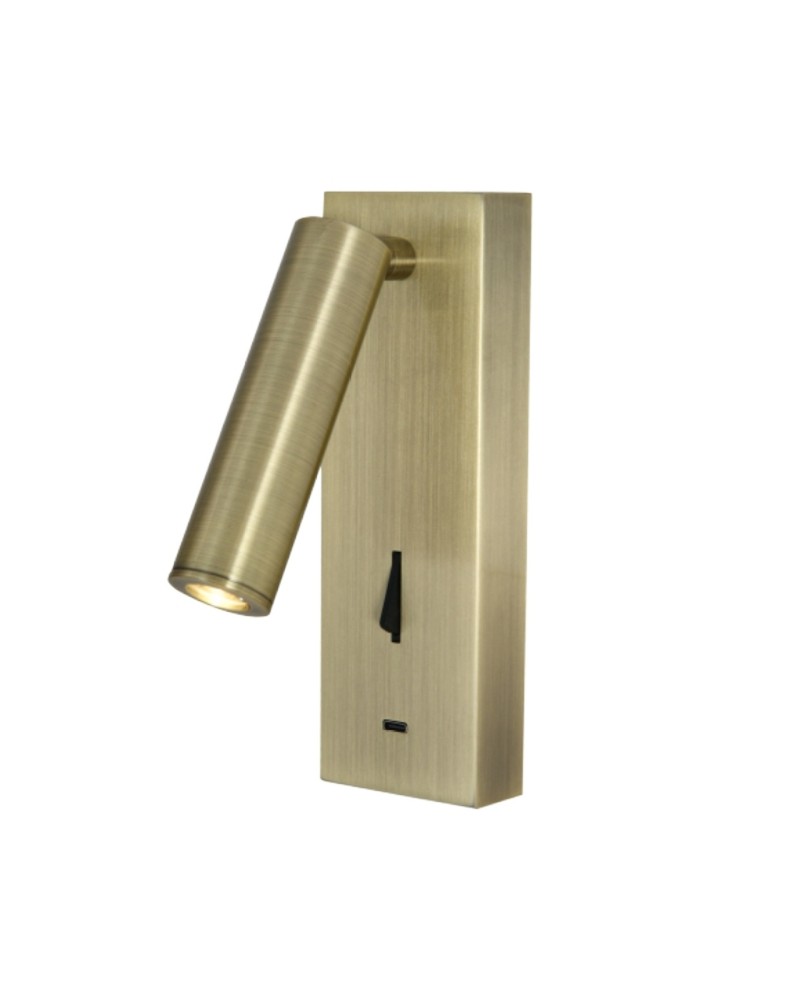 TARIFA III * APLIQUE LECTOR LED 3W 3000K CUERO TYPE-C CARGADOR